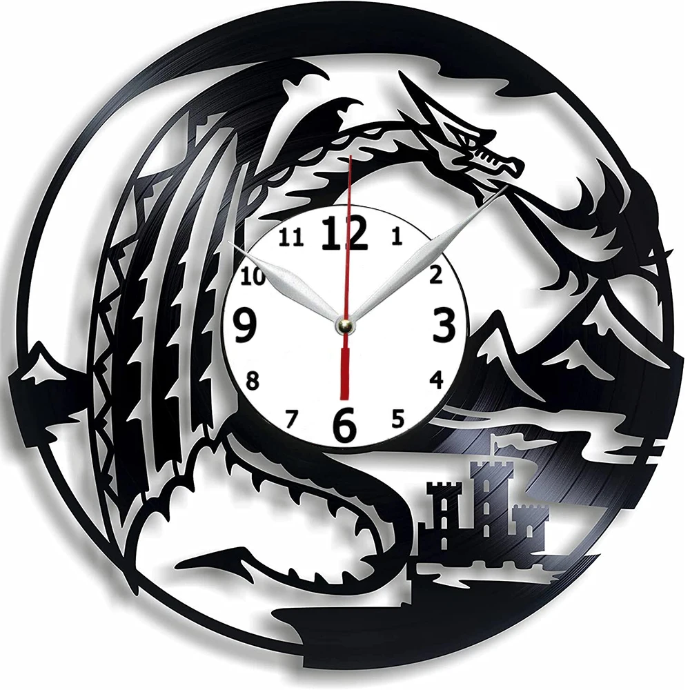 

Настенные часы с виниловой пластиной Dragon, домашний декор для комнаты 12 дюймов, настенное искусство, идея для подарка на день рождения, подар...