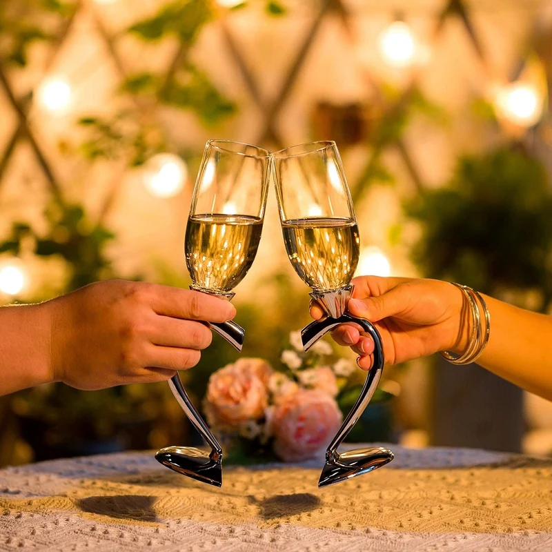 

Свадебные бокалы цвета шампанского для невесты и жениха бокалы цвета шампанского с шарнирным сердцем для свадьбы помолвки юбилея