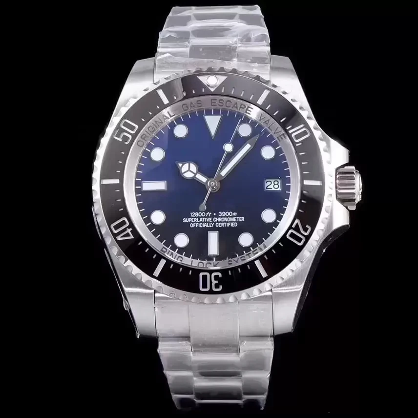 

Top Mens Watch 44MM Blue Black Dial Sapphire Glass Ceramic Bezel Automatic Mechanical Movement Stainless steel with glide lock
