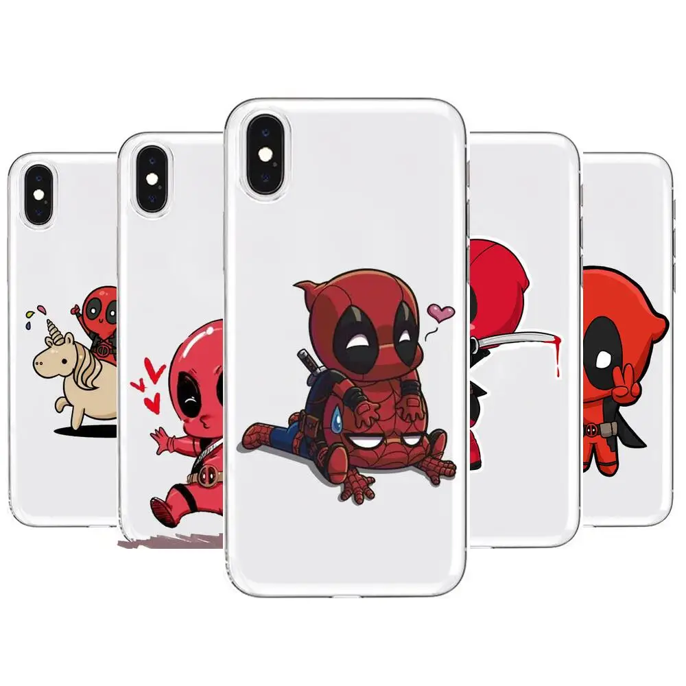 

Marvel cute deadpool Transparent Phone Case For XiaoMi Redmi Note 10 9S 8 7 6 5 A Pro T Y1 Anime Cover Silicone Pre funda