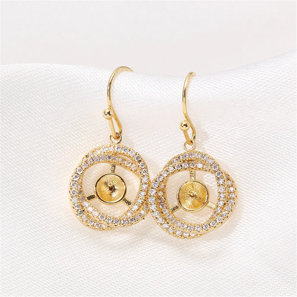 

14K gold color preservation plant flower zircon pearl earhook earrings DIY accessories accessories temperament women
