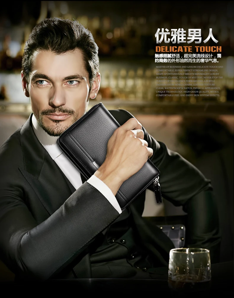 Brand Men Wallet Double Zipper Purse Long Money Clip Phone Package Luxury Large Capacity Coin purse man Clutch Bags sac carteira