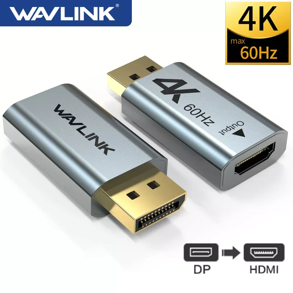 

Wavlink Aluminum 4K Displayport DP to HDMI-Compatible Adapter 4K 2K@60Hz 1080P Female To Male For PC Laptop Projector Converter