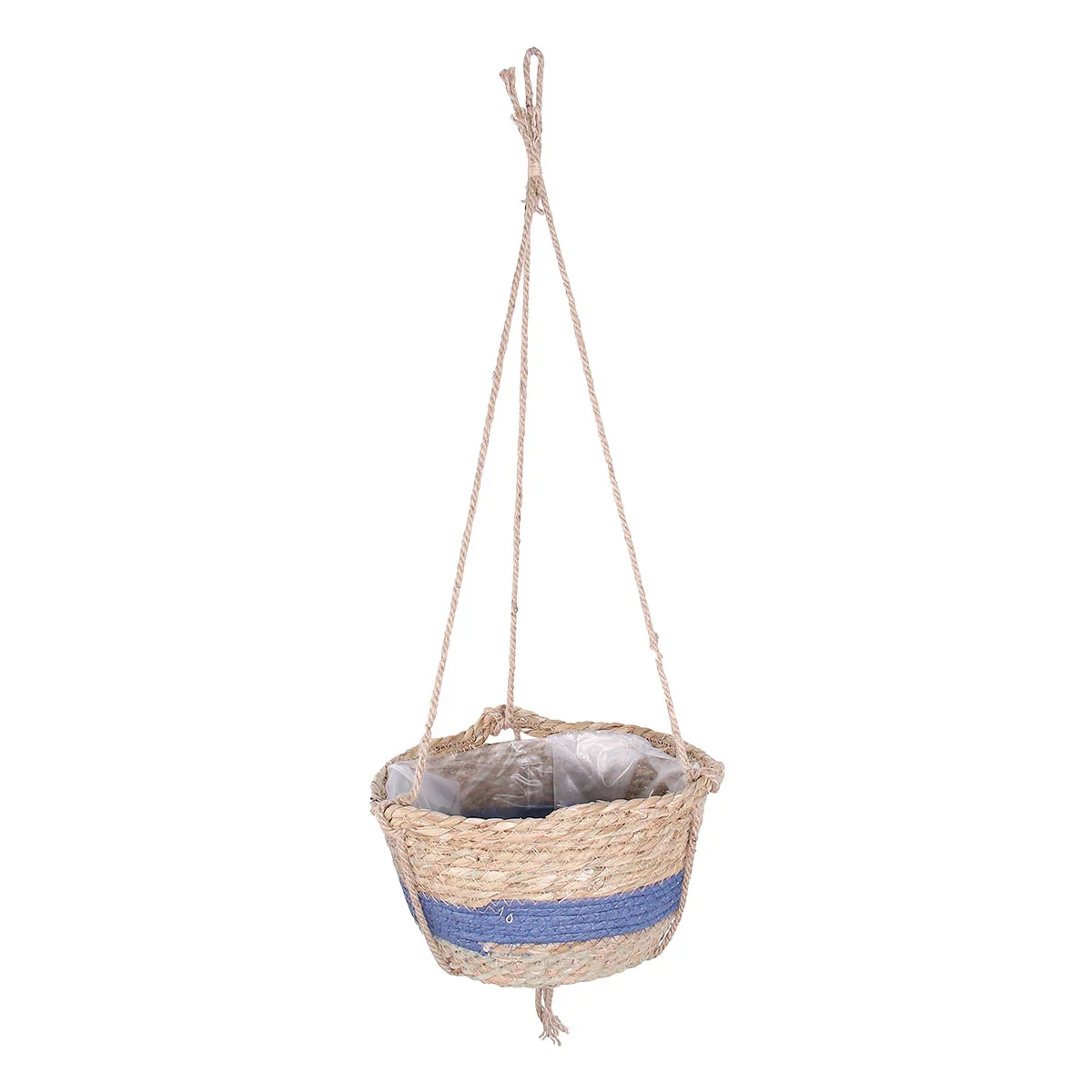 

1Pc Outdoor Seagrass Basket Indoor Hanging Planting Pot Flower Pot (Blue)