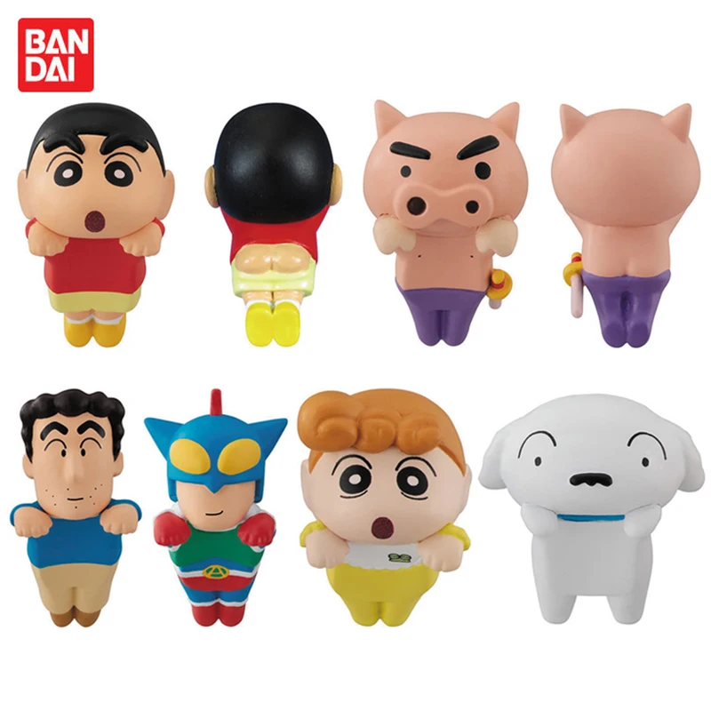 

Bandai Genuine Gashapon Crayon Shin-chan Dangling Shake Team Action Kamen Nohara Sunflower Anime Action Figures Model Gacha Toys