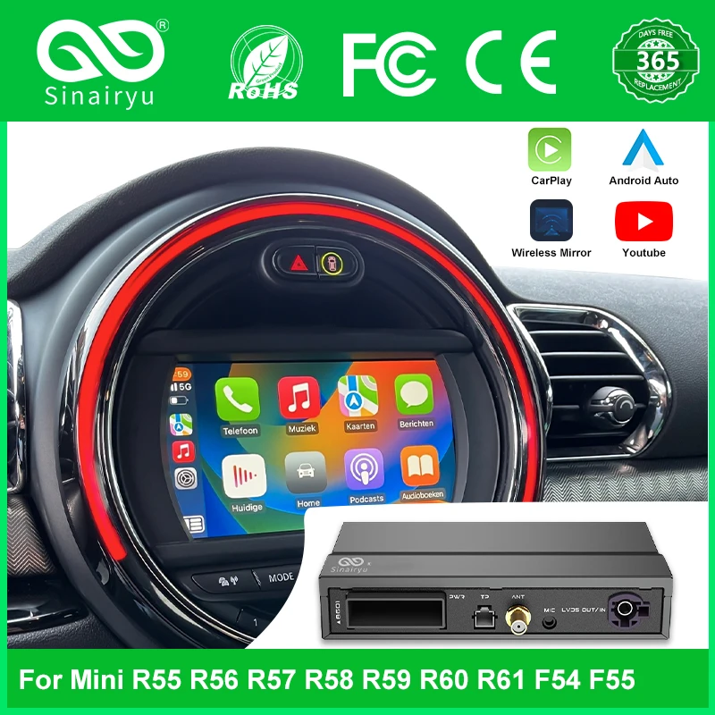 

Wireless Android Auto Apple CarPlay for Mini R55 R56 R57 R58 R59 R60 R61 F54 F55 Clubman Countryman Hardtop John Cooper F56 F57