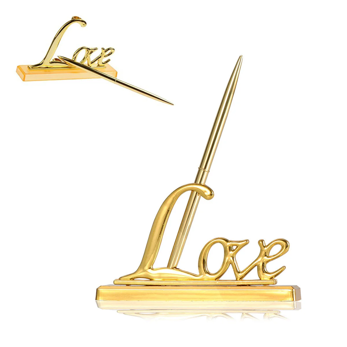 

Pen Signature Base Wedding Gold Holder Setlove Golden Engagement Guest Book Stand Kit Office Desktop Metal