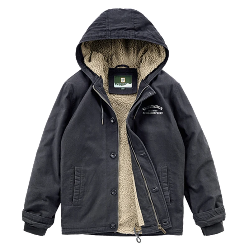 Winter Warm Cargo Jackets Thick Fleece Men's Coats Casual Cotton Fur Collar Hooded Mens Military Tactical Parka Outerwear