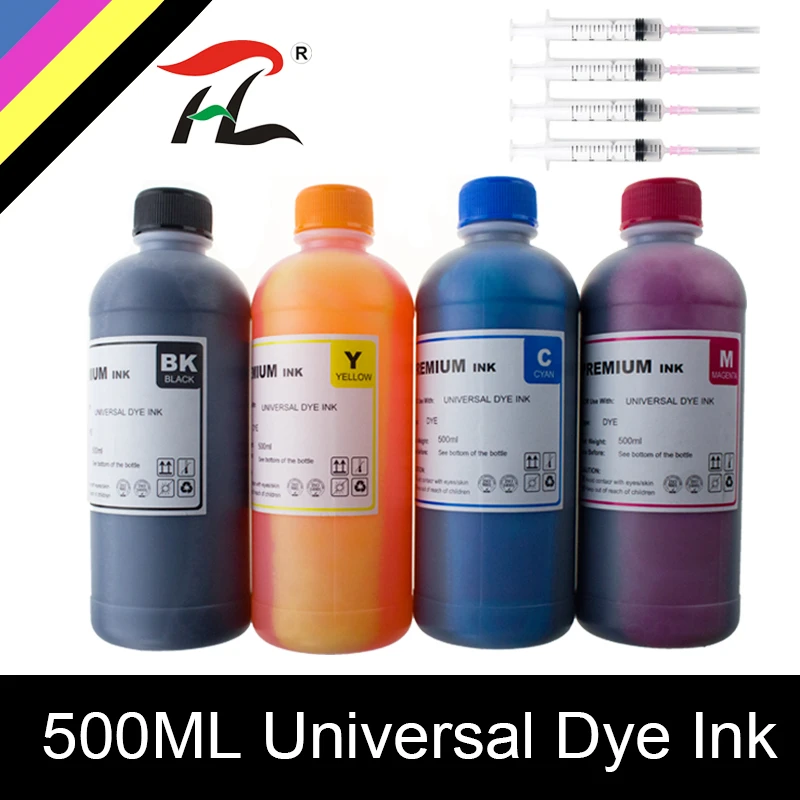 

HTL 500ml Black CISS Refilled Dye Universal Ink Kit Compatible for HP Canon Epson Brother Printers and Ink Cartridges