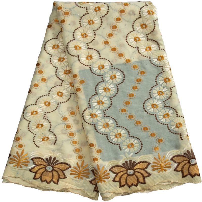 

African Latest Cotton Lace Fabric High Quality 2023 Embroidery Nigerian Dry Swiss Lace Fabric For Wedding Dresses 5 Yards F3258