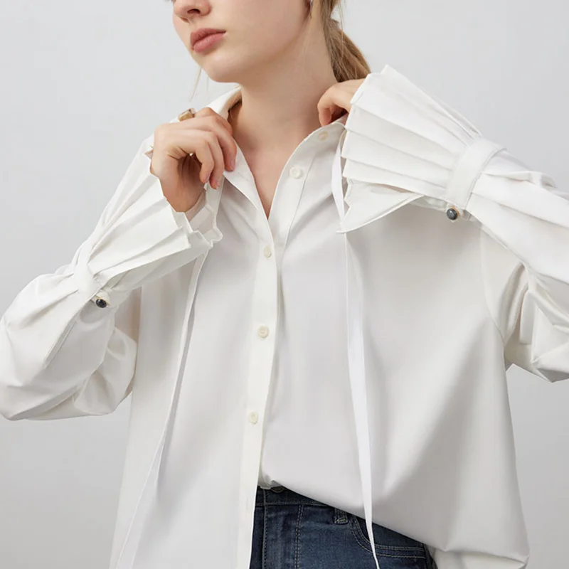 

womens plus size white color new fashion shirt Flare Sleeve button blouses shirts turn down collar single breasted pullover