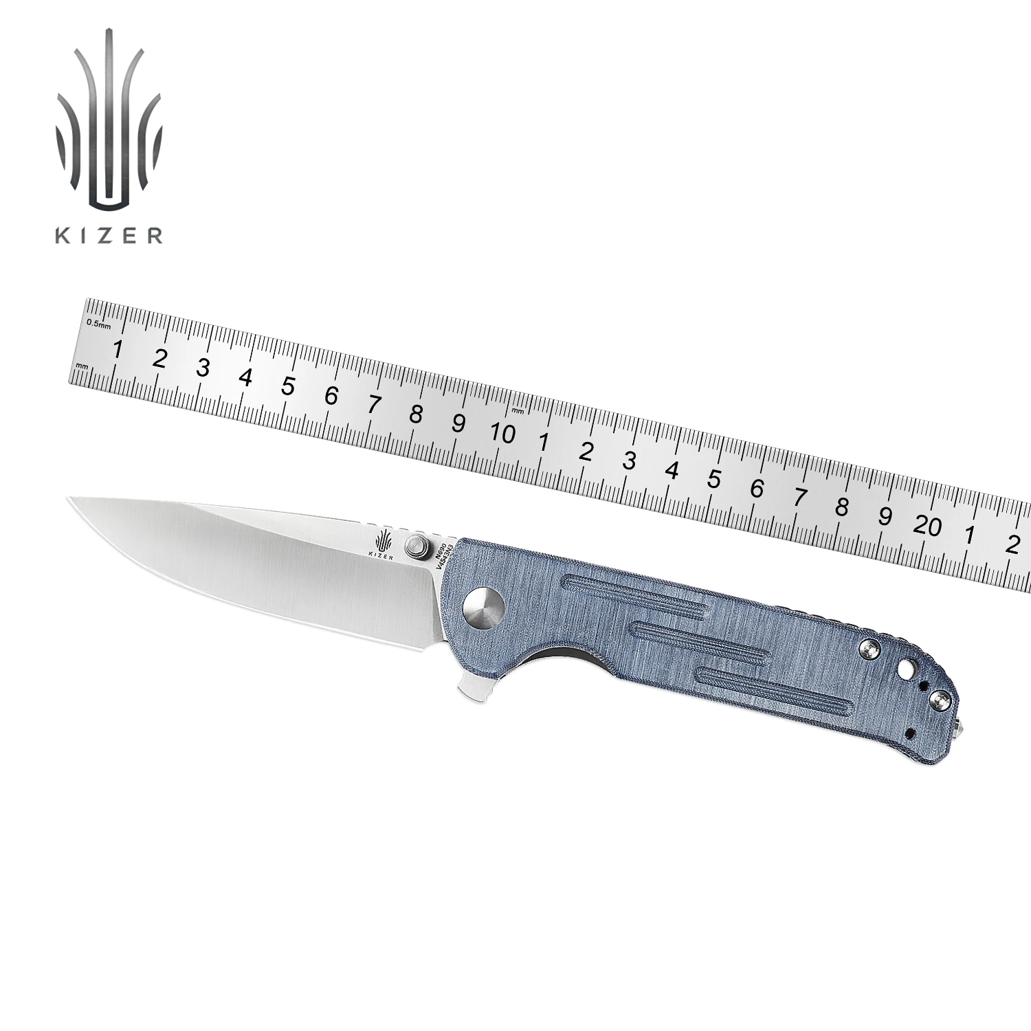 Нож для выживания Kizer V4543N3 голубой нож с лезвием из стали N690 и стеклянным