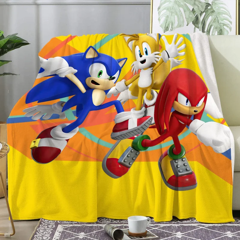 

Anime Cartoon Sonic The Hedgehog Blankets Sofa Blanket Cover Blanket Soft Warm Coral Fleece Flannel Blankets Nap Blanket