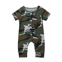 0 24m newborn baby girls boys camouflage print button romper short sleeve o neck summer infant toddler rompers jumpsuits
