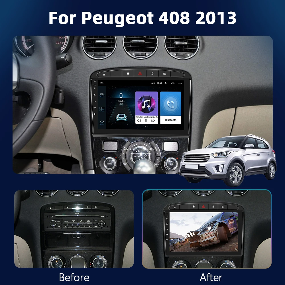 Автомобильный мультимедийный плеер Podofo стерео-система на Android 4G CarPlay для Peugeot 408 308