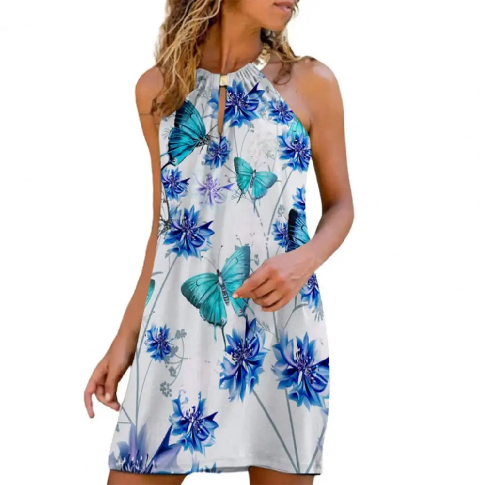 

Женские элегантные сексуальные платья с лямкой на шее, Летнее мини-платье, пуловер, сексуальное пляжное платье с лямкой на шее и градиентным...