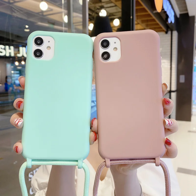 

Luxury Chain Necklace Phone Case For iPhone 13 12 Mini 11 Pro Max XS MAX X XR 6 7 8 Plus SE 2 Lanyard Neck Strap Cord Rope Cover