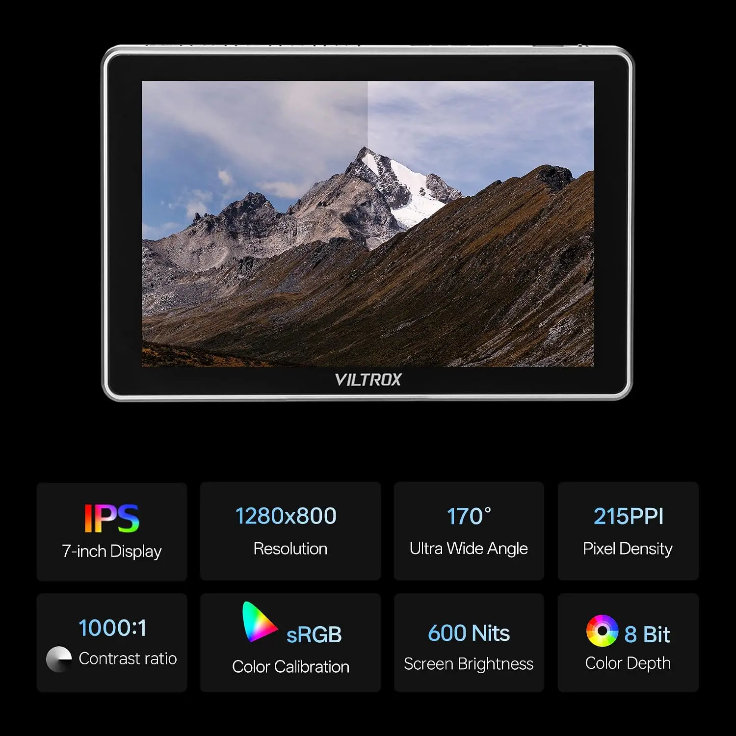 Фото Портативный 7-дюймовый сенсорный монитор VILTROX DC‑L1, вход HDMI 1.4, 3D LUT, векторный анализатор сигнала, защита от солнца для съемки на беззеркальные и зеркальные камеры №4