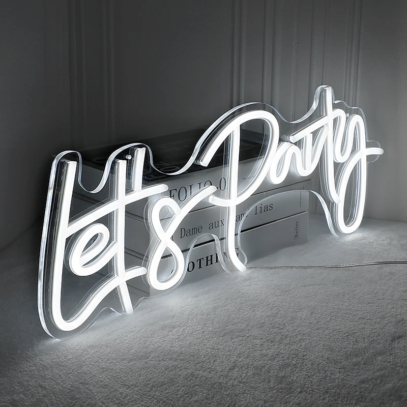 Let's Party Neon Sign Advertising Living Room Bedroom Atmosphere Lights Party Bar Game Room Wall LED Wedding Festive Decoration