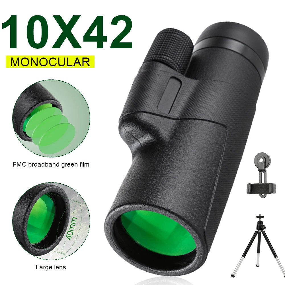 

Portable 10X42 High Over Telescope Monocular Binoculars Outdoor Sports Black for Outdoor Birdwatching Traveling Concert