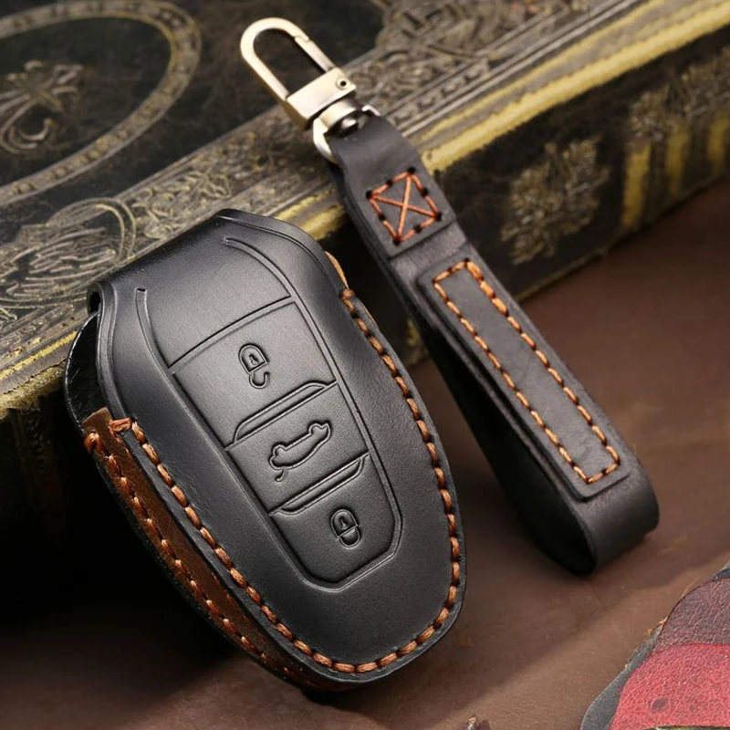 

Leather Auto Smart Car Remote Key Case Full Cover Shell For Peugeot 208 308 408 508 2008 3008 4008 5008 Citroen C1 C4 C6 C3-XR