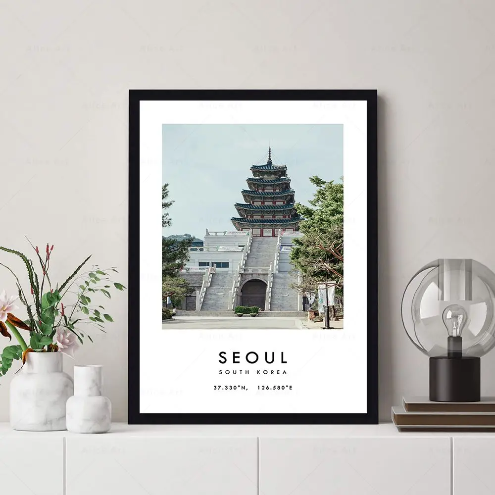 Постер Сеула Южная Корея фотография путешествия печать корейский пейзаж