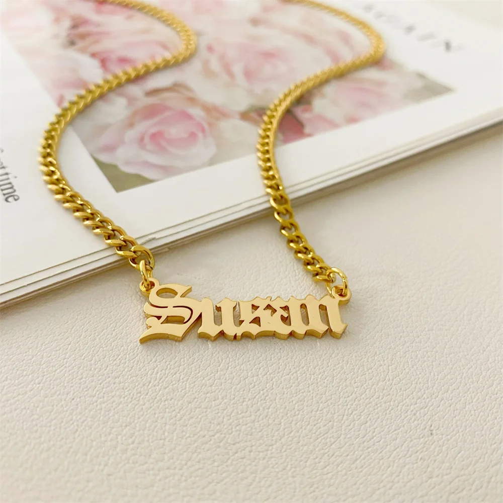 Ожерелье с именем на английском языке для мужчин и женщин готическое колье-чокер