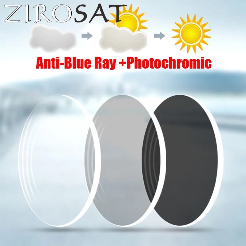 Очки ZIROSAT Асферические с защитой от синего излучения и Фотохромные серые
