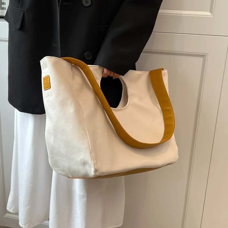 

Women's Canvas Casual Tote Large Capacity Bag Female Designer Shoulder Fashion Shopping Travel Handbags for Mall Shop