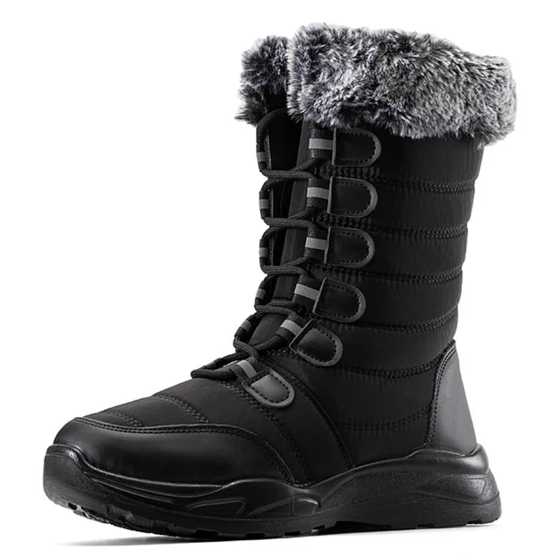 

2022 women's boots super warm winter low-heeled boots waterproof snow boots mujer plush women's shoes plus size thick-soled boot