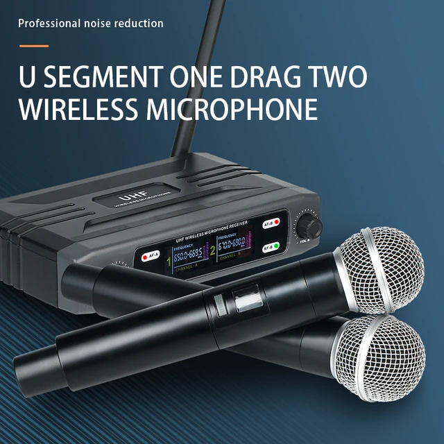 Wireless Microphone Handheld Dual Channels Frequency UHF Fixed Dynamic Mic For Karaoke Wedding Party Band Show Church Hot Sale 2