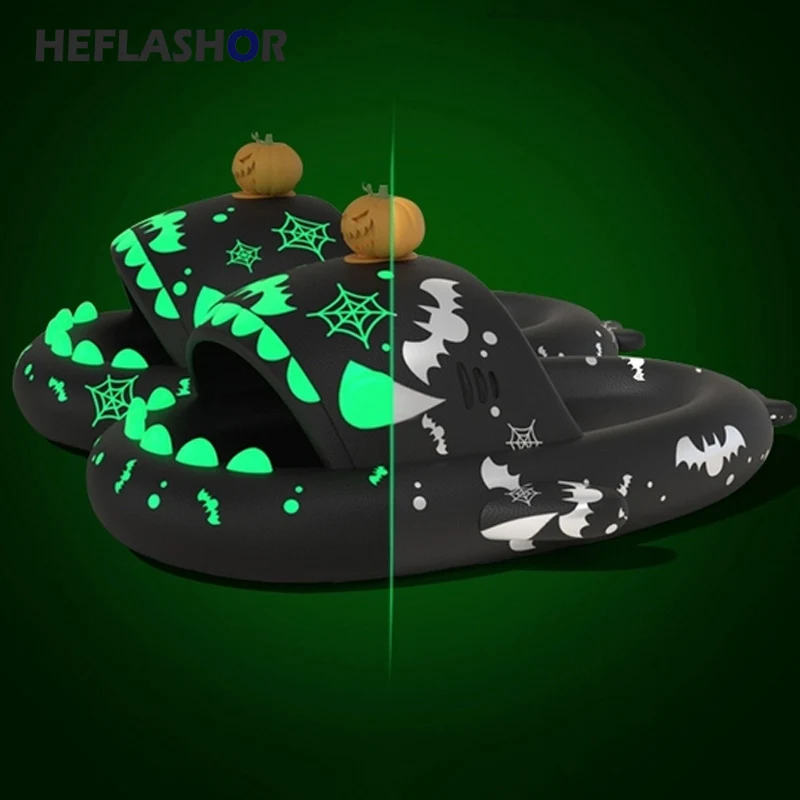 

Женские и мужские светящиеся искусственные тапочки в виде тыквы на Хэллоуин, рождественские креативные подарки, домашняя обувь, рождествен...