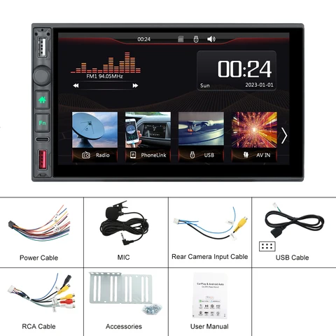 Автомагнитола Camecho, универсальная мультимедийная стерео-система на Android, с экраном 7 дюймов, видеоплеером MP5, типоразмер 2 Din