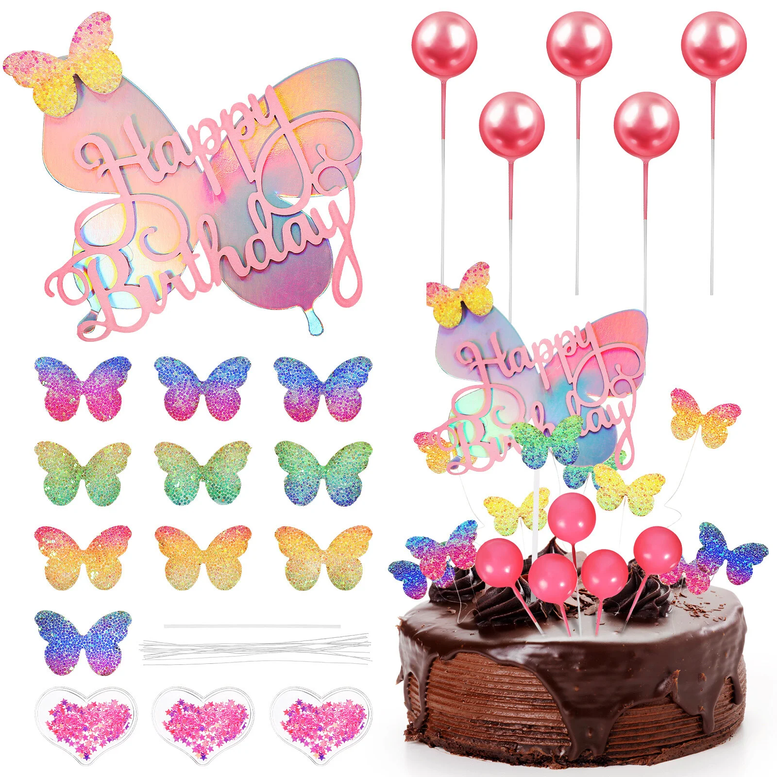 

Cake Insert Cupcake Topper Memorial Balloons Wedding Dessert Toppers Butterfly Paper Decorations Party Baby