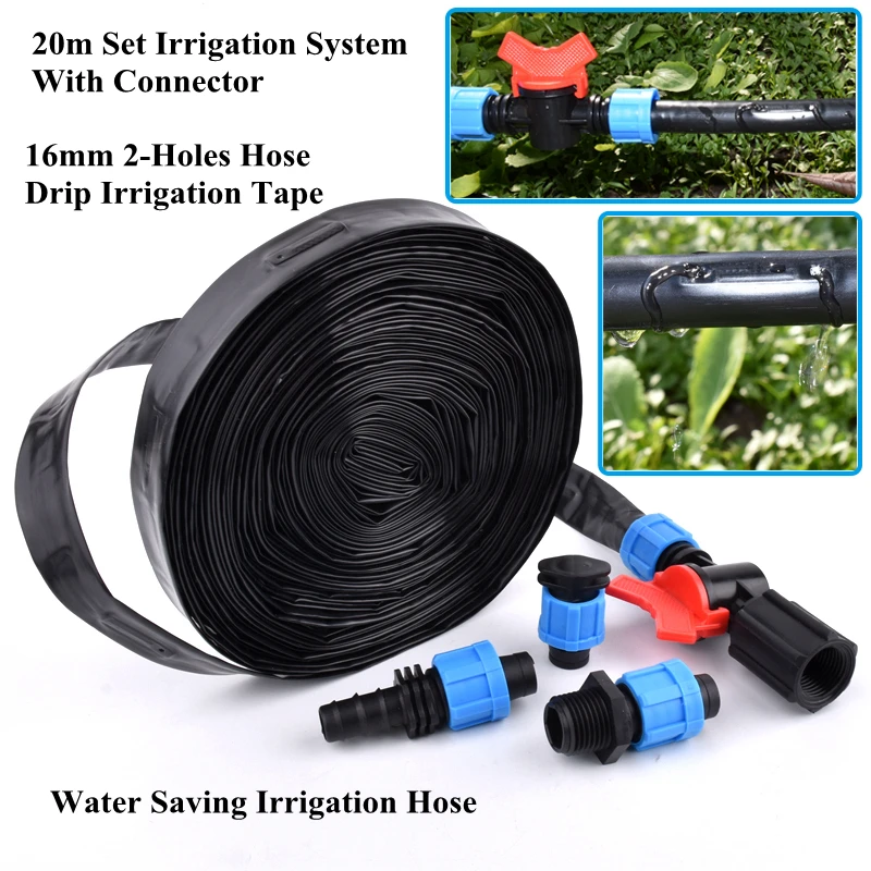 20 м/компл. 16 мм шланг 2 отверстия лента для капельного орошения