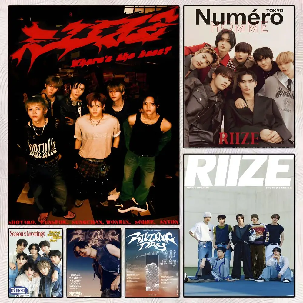 Фото Koera Kpop Band R-Riize постер HD художественная роспись Wallart постер для украшения домашней комнаты DIY винтажный декор с принтом №1