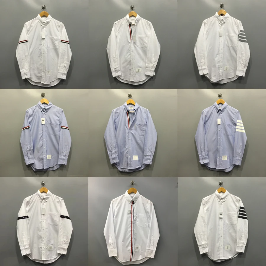 TB Classic Style European Station Spring and Summer Catwalk New Long-sleeved Oxford Visit Men's Shirt GD with The Same Style