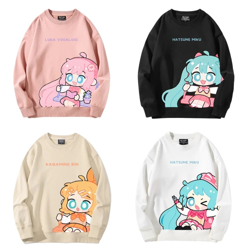 Женский и мужской пуловер с длинным рукавом круглым вырезом