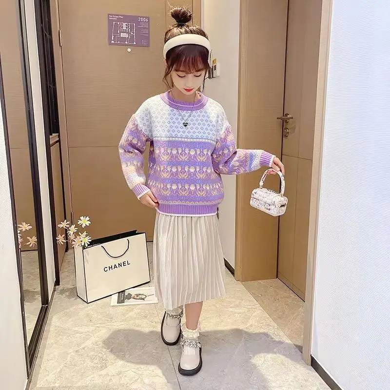 Новинка зимняя одежда для маленьких девочек Детский свитер вязаный с надписью Love