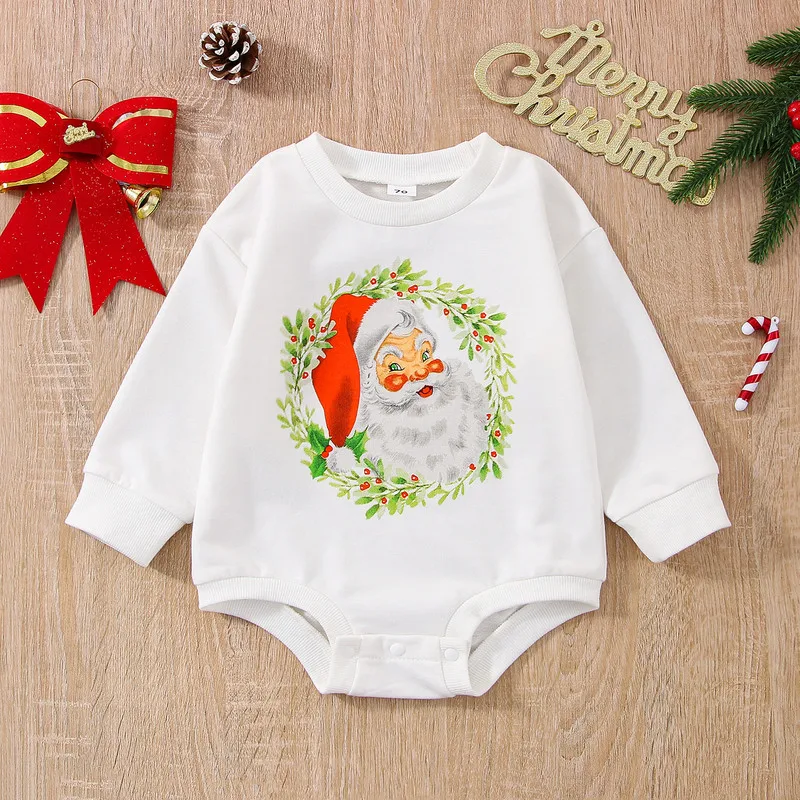 

Christmas Baby Boy Girl Bodysuit Santa Print Long Sleeve Jumpsuits Baby Clothing