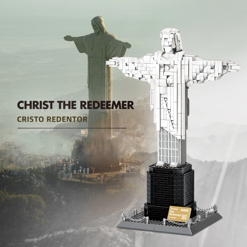 

World Famous Architecture Brazil Christ The Redeemer Sculpture Model Building Blocks Street View Bricks Diy Toys Children Gifts