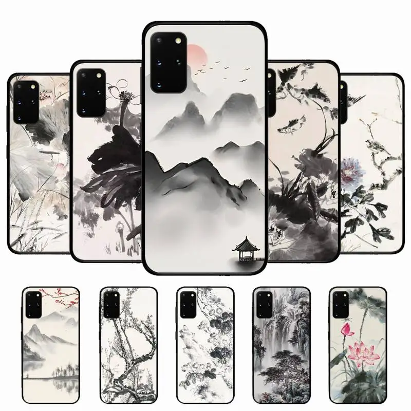 

Chinese Style Ink Painting Phone Case for Samsung S10 21 20 9 8 plus lite S20 UlTRA 7edge