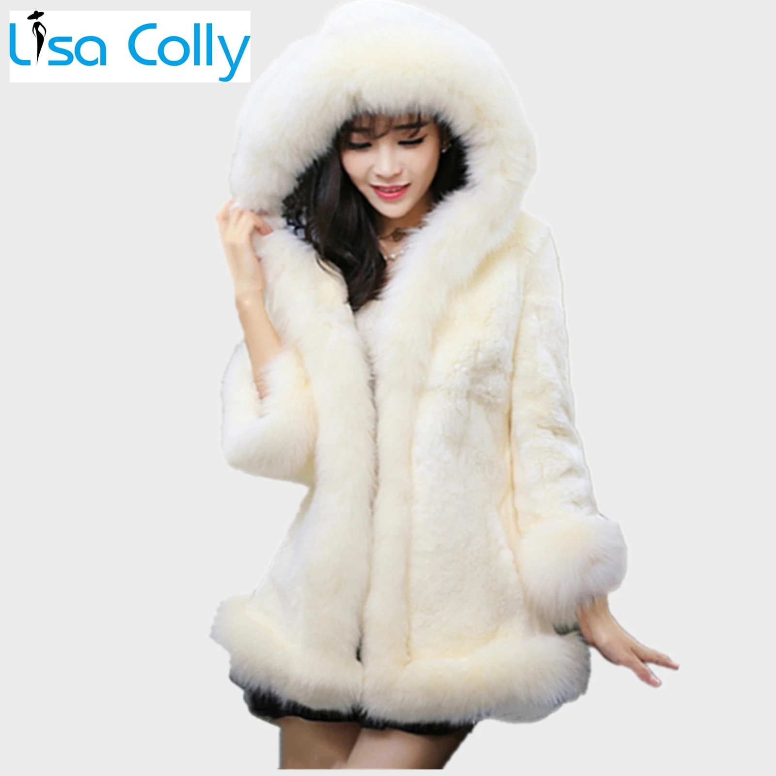 Женская осенне-зимняя парка длинное меховое пальто с капюшоном из