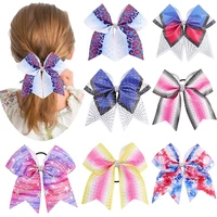 7 rhinestone cheer bow hair rope ponytail elastic hair band gradient ribbon cheerleader headband for kids girl hair accessories