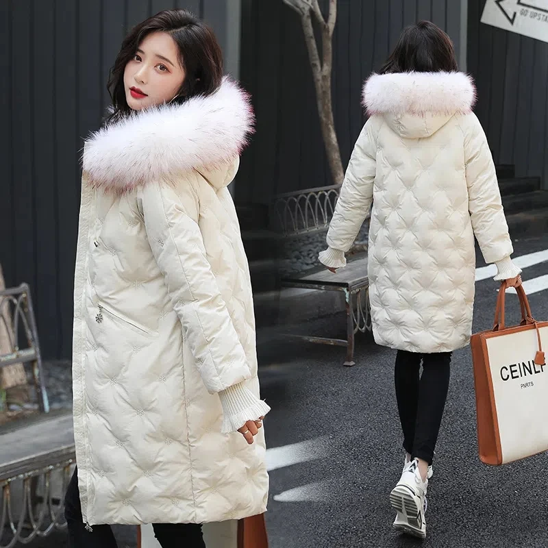 Enlarge 2022 New Winter Down Cotton Jacket Women's Snow Outwear Thicken Warm Long Puffer Coat Hooded Big Fur Collar Loose Fashion Parkas