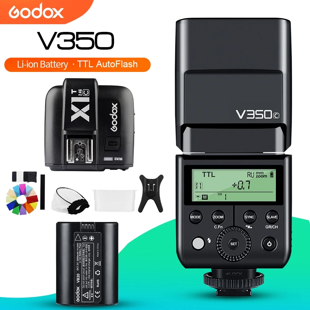

Godox V350C V350N V350S V350F V350O TTL HSS 1/8000s Camera Speedlite Flash with X1T Trigger for Canon Nikon Sony Fuji Olympus