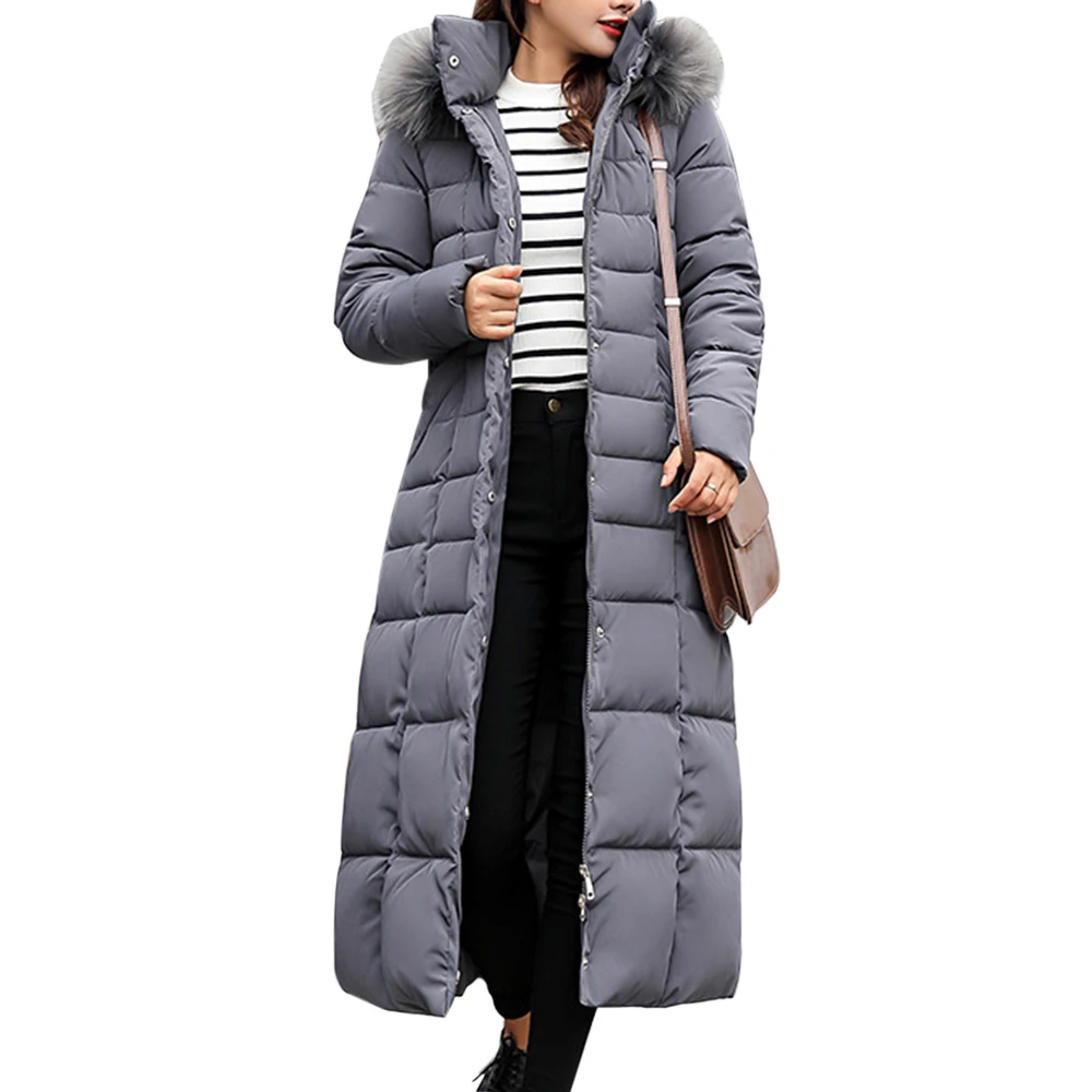Ladies Casual Long Coat Parker Winter Women's Fashion Solid Color Zipper Pocket Pure Cotton Thick Warm Hooded Maxi Coat Jackett