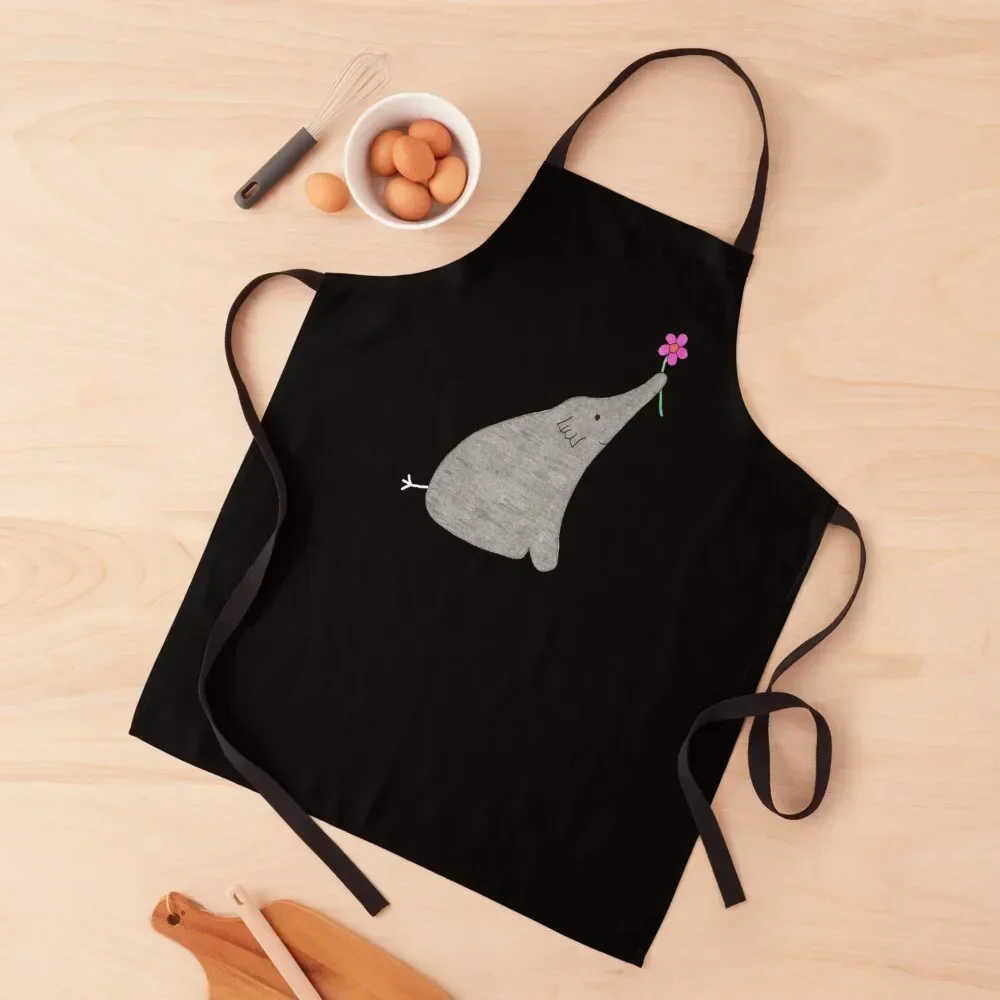 Слон с цветком # 1 на черном фартуке кухонь женское красивое платье аксессуары для