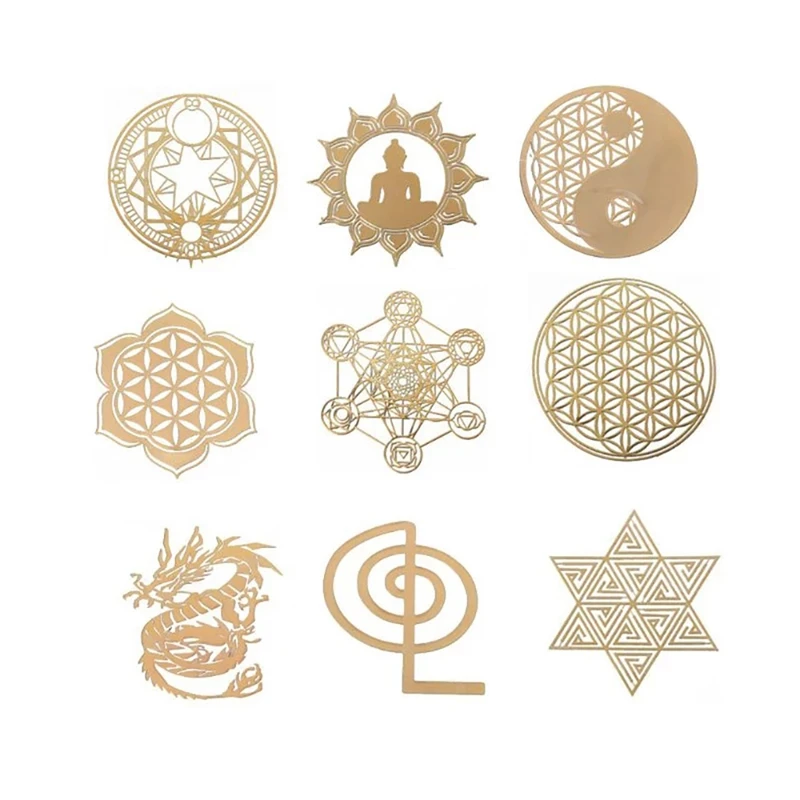 

9Pcs 6.8Cm 7 Chakra Copper Energy Tower Orgonite Sticker Flower Tree Pyramid Epoxy Resin Material Jewelry Making