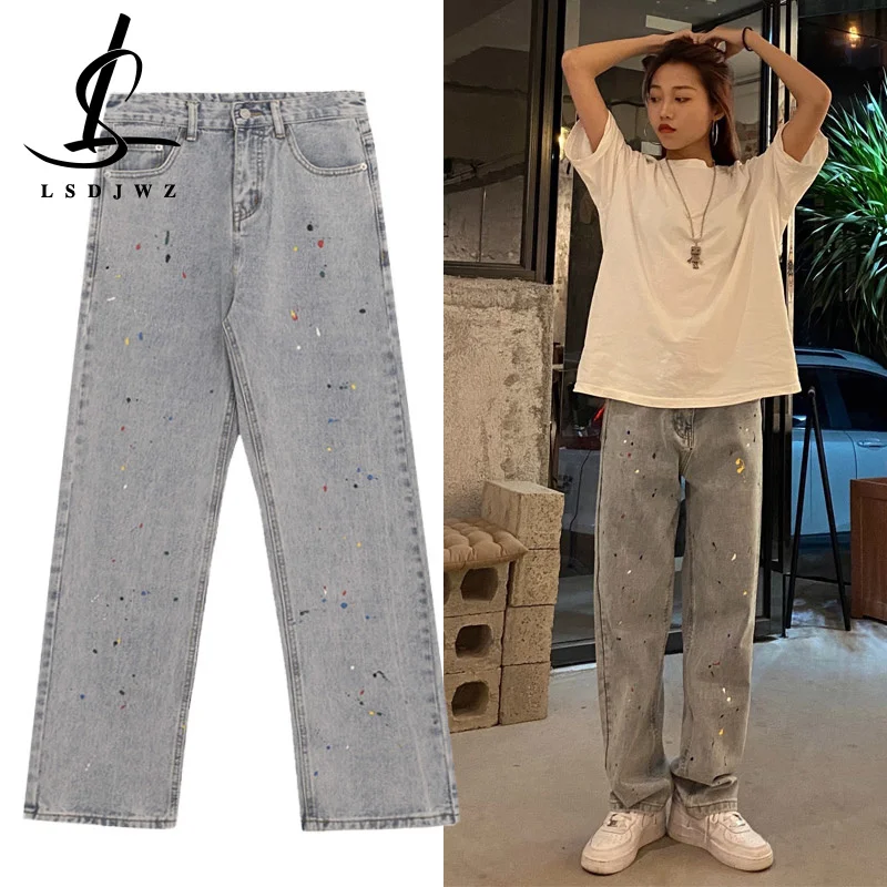 Female Clothing Straight Leg Jeans Woman High Waist Korean Fashion Denim Streetwear Blue Jeans Women 2022 Y2k Pants Women's